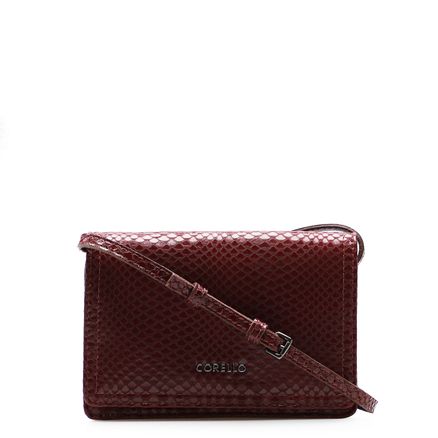 Bolsa Transversal Feminina - Couro Python Vinho