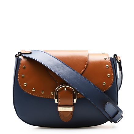 Bolsa Transversal Feminina Pillar - Couro Azul