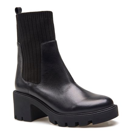 Bota Knitted - Couro Preto