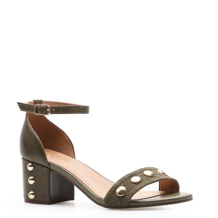 Sandália Feminina Tachas - Couro Verde
