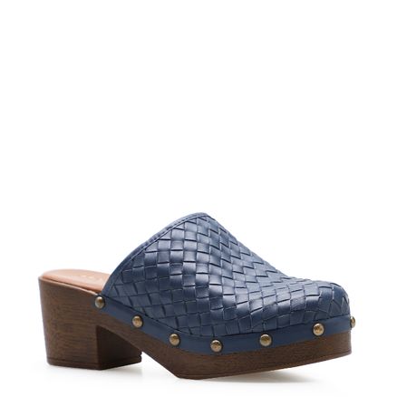 Mule Clog - Couro Tressê Azul