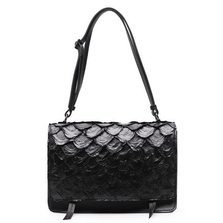 Bolsa De Ombro Feminina Pirarucu - Couro Preto