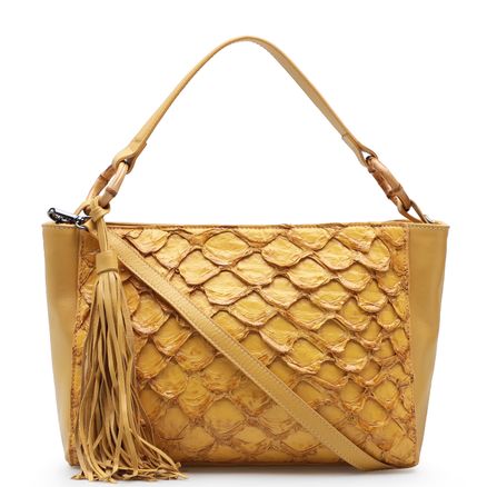Bolsa Tote Pirarucu - Couro Amarelo