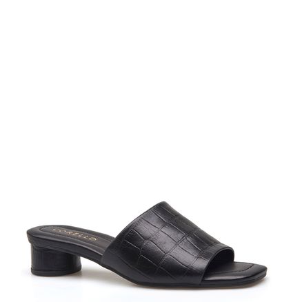Mule Croco - Couro Preto