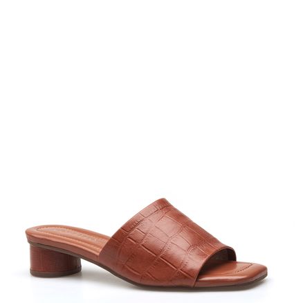 Mule Croco - Couro Caramelo