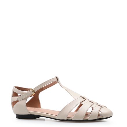 Sapatilha Tiras - Couro Off White