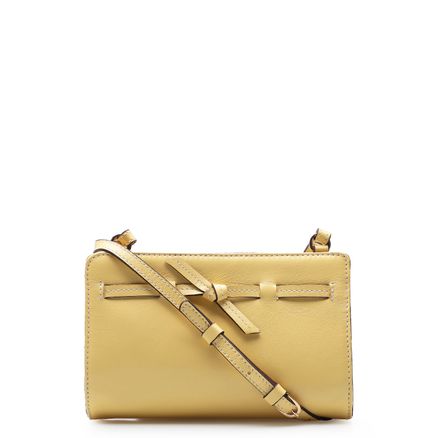 Bolsa Transversal Pesponto - Couro Amarelo
