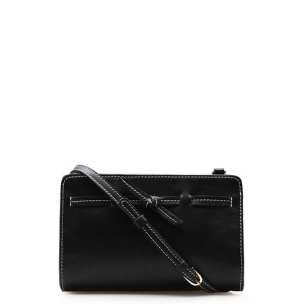 Bolsa Transversal Pesponto - Couro Preto