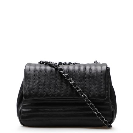 Bolsa De Ombro Matelassê - Couro Preto