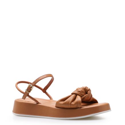 Sandália Feminina Plataforma - Couro Caramelo