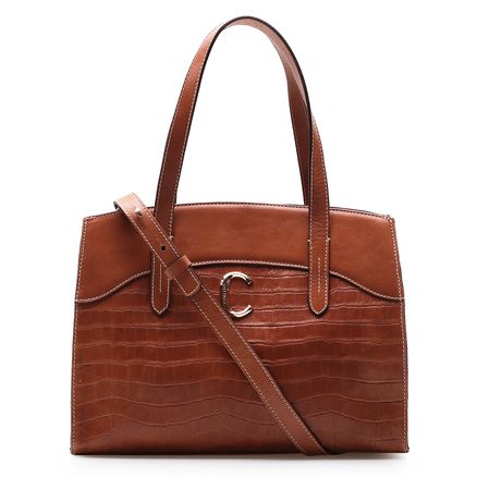 Bolsa Tote - Couro Croco Marrom