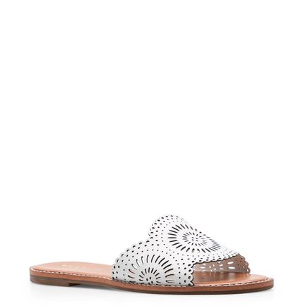 Rasteirinha Lasercut - Couro Branco
