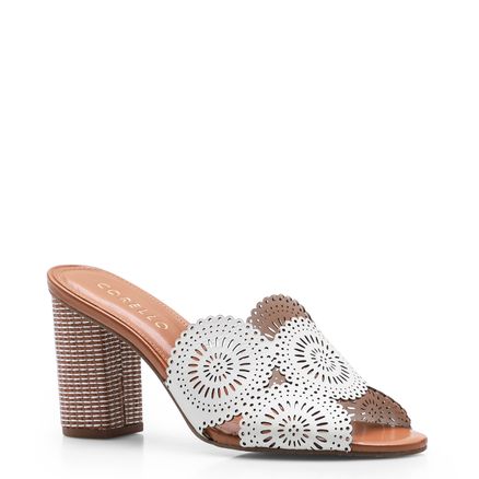 Mule Lasercut - Couro Branco
