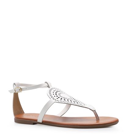 Rasteirinha Lasercut - Couro Branco