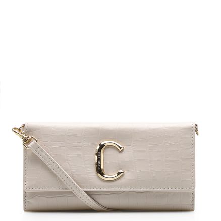 Bolsa Carteira Lyra - Couro Croco Off White