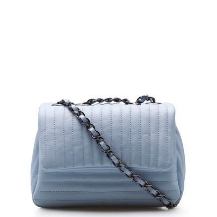 Bolsa De Ombro Matelassê - Couro Azul