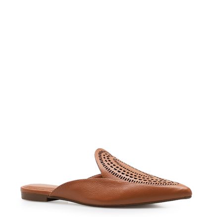 Mule Lasercut - Couro Marrom