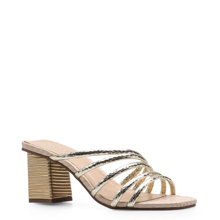 Mule Tiras Gold - Dourado