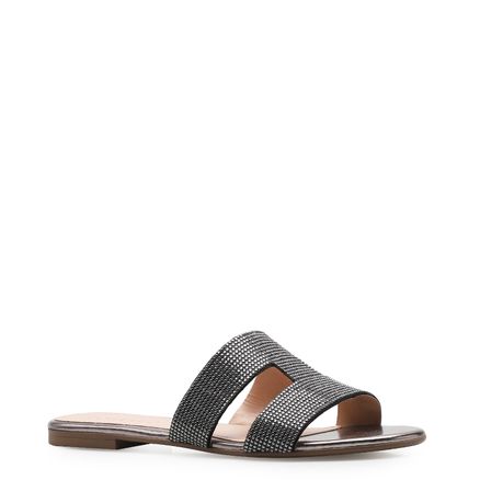 Rasteirinha Geometric Strass - Malha Pewter