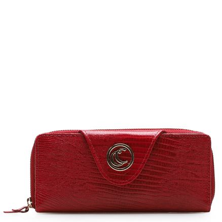 Carteira Feminina - Couro Lezard Vermelho