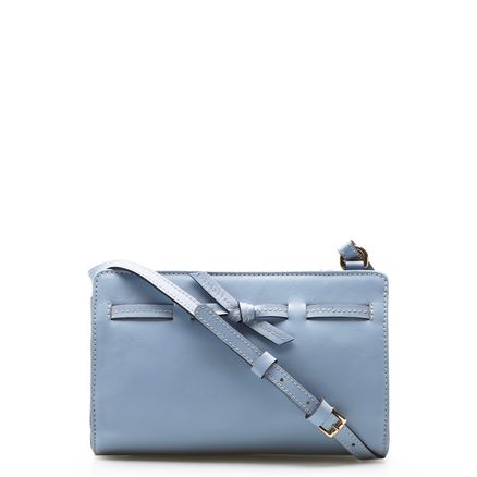 Bolsa Transversal Pesponto - Couro Azul