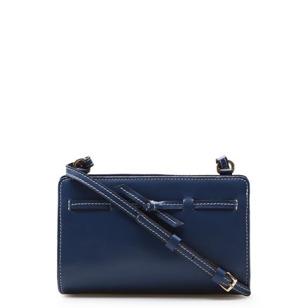 Bolsa Transversal Pesponto - Couro Azul