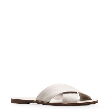 Rasteirinha Tira Cruzada - Couro Off White