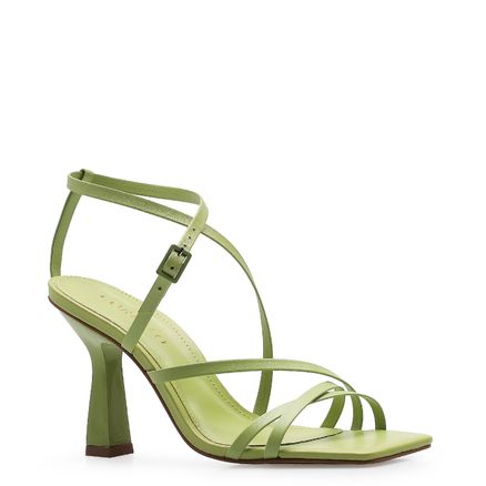 Sandália Feminina Tiras - Couro Verde Lima