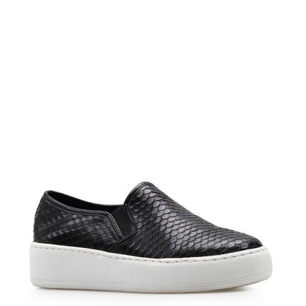 Slip On - Couro Python Escamado Preto