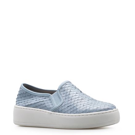 Slip On - Couro Python Escamado Azul