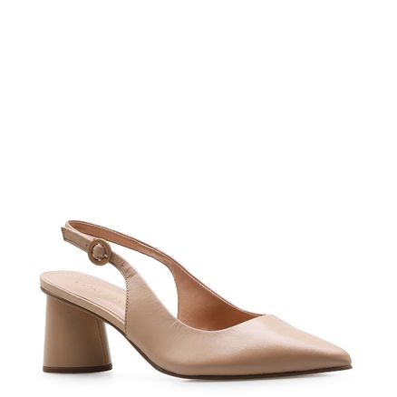 Scarpin Slingback - Couro Bege