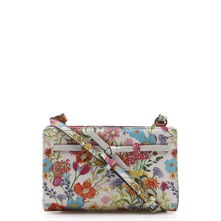 Bolsa Transversal Pesponto - Floral Couro Branco