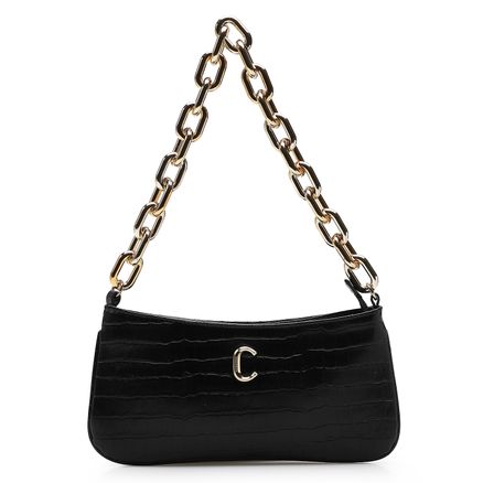 Bolsa De Ombro Deena - Croco Preto
