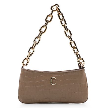Bolsa De Ombro Deena - Croco Bege