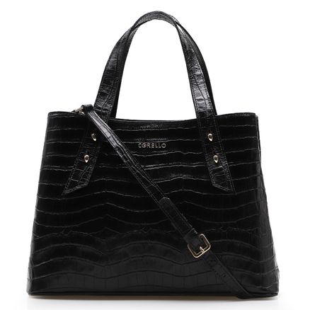Bolsa Tote Croco - Couro Preto
