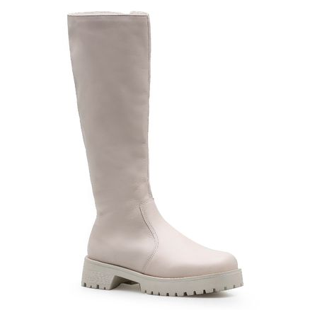 Bota Tratorada High Mia - Couro Off White