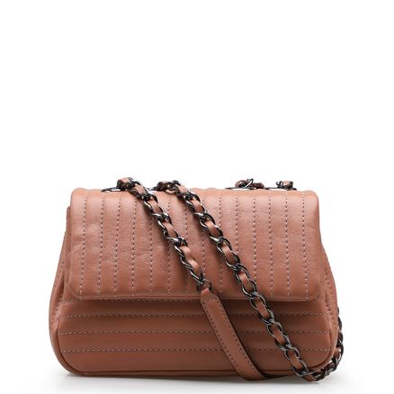 Bolsa De Ombro Matelassê - Couro Rosa