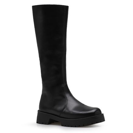 Bota Tratorada High Mia - Couro Preto
