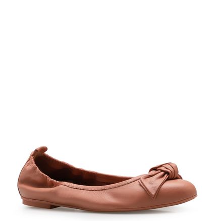 Sapatilha Laço - Couro Rosa