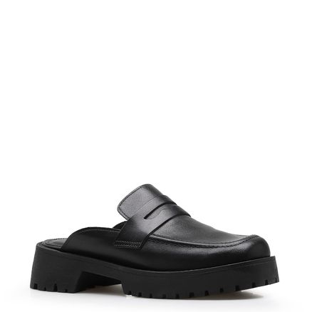 Mule Tratorado Cassey - Couro Preto