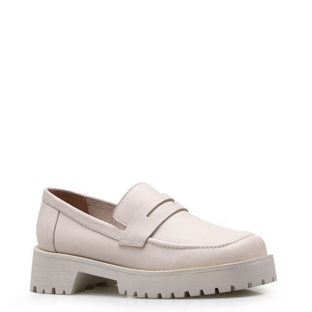 Mocassim Tratorado - Couro Off White