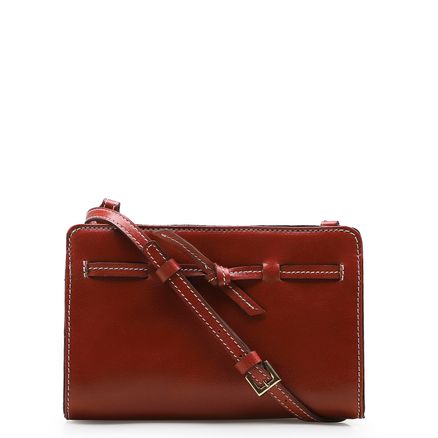 Bolsa Transversal Pesponto - Couro Terracota