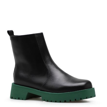 Bota Tratorada - Couro Preto e Verde