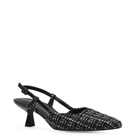Scarpin Slingback - Tweed Preto