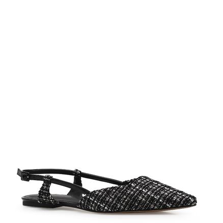 Sapatilha Slingback - Tweed Preto