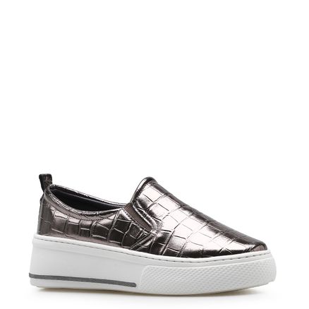 Slip On - Alternativo Croco Prata Velho