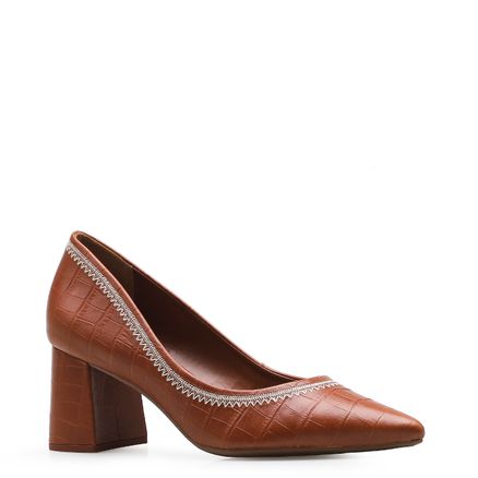 Scarpin Dione - Croco Marrom