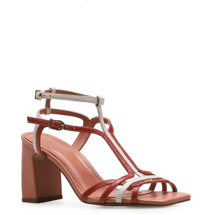 Sandália Multicolor Tiras - Couro Rosa