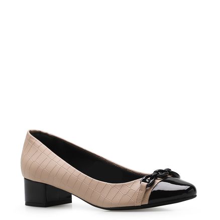 Scarpin Bicolor Croco - Alternativo Bege