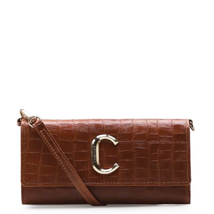 Bolsa Carteira Lyra - Croco Marrom